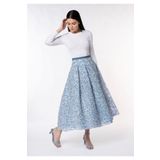 Guzella Premium. Yakma Organza Çiçek Desenli Pileli Midi(90CM) Boy Prenses Etek