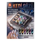 Güzellik Deposu 6'lı Galaksi Kedi Gözü Oje Etki Tozu Seti - Mıknatıs Hediyeli Manyetik Nail Art Tırnak Süsleme Tozu