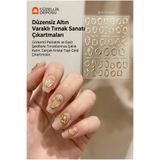 Güzellik Deposu Kristal Taşlı Gold Varak Tırnak Sticker - Düzensiz Altın Çerçeve Nail Art