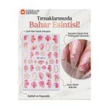 Güzellik Deposu Pembe Sakura Çiçeği Ve Altın Varaklı Nail Art Tırnak Stickerı