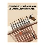 Güzellik Deposu Premium 9'lu Nail Art Fırça Seti Profesyonel | Jel Tırnak Uzatma Ombre Tasarım Akrilik Tırnak