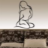 Güzellik Duvar Sanatı - 3D Kadın Silueti Metal Duvar Dekoru Ev Ofis Dekorasyonu Yatak Odası Oturma Odası Dekor Heykel (Siyah, 18" G x 24" Y / 46x61cm)