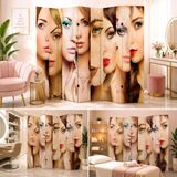 Güzellik Ve Makyaj Temalı Dekoratif Paravan – Beauty Salon Oda Bölücü Çift Taraf Baskılı 3 Kanat Yükseklik 180 X Genişlik 120