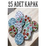 GÜZELYÜZ AVM 25 Adet Desenli Konserve Kavanoz Kapağı 82mm Silikonlu | Konserve Kapak Orijinal Kapak