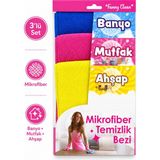 Güzelyüz Avm 3’lü 30X30 Mikrofiber Temizlik Bezi Seti Banyo Mutfak Ahşap Genel Temizlik Bez - Renkli