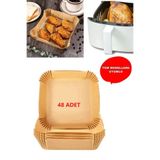 GÜZELYÜZ AVM 48 Adet Kare Airfryer Pişirme Kağıdı Hava Fritözü Kare Model Pişirme Kağıdı Airfryer Yağsız Firitöz