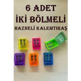 GÜZELYÜZ AVM 6 Adet Kalemtıraş Çiftli Kalem Açacağı Kalemtraş Okul Kalem Boya Açacak