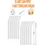 Güzelyüz Avm Cam Pipet Seti | 12 Adet Cam Pipet ve 1 Adet Temizleme Fırçası Seti Lüx - Şeffaf