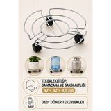 Güzelyüz Avm Damacana Tüp Saksı Altlığı Tekerlekli Tüp Saksı Damacana Taşıma Aparatı Tüpçek - Metalik