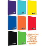 GÜZELYÜZ AVM I'M Smart Defter A4 Okul Defteri 96 Yaprak 8 ADET 4 KARELİ 4 ÇİZGİLİ Spralli Pp Kapak Defter Seti