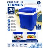 Güzelyüz Avm Kare Buzluk Termos 20 Litre Taşıma Kulplu Piknik Kamp Araba Seyahat Soğuk Saklama Kutusu Su Meşrubat