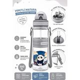 Güzelyüz Avm Pipetli Şeffaf Matara 500ML | Pembe Renk Suluk Kapaklı Su Şişesi Öğrenci Okul Su Matarası Kaymaz - 1 - 500 ML - Gri