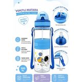 Güzelyüz Avm Pipetli Şeffaf Matara 500ML | Pembe Renk Suluk Kapaklı Su Şişesi Öğrenci Okul Su Matarası Kaymaz - 1 - 500 ML - Mavi