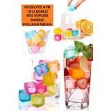 GÜZELYÜZ AVM Plastik 12 Adet Sınırsız Kullanım Buz Kalıbı Renkli Buz Küpleri Plastik Buz Küpü Silikon Buz Küpü
