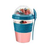 GÜZELYÜZ AVM Take'n Go Pratik Yoğurt Kabı Lacivert | Taşınabilir Kaşıklı Müsli Atıştırmalık Dondurma Kabı 600ml