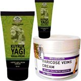 Guzzy Ibn-I Sina 3 Adet Kuyruk Yağı Dindirici Krem Kas Sırt Bel El Ayak Kullanım 50 ml + Varıcose Veins Cream West Mont Varıslere Krem - Renkli