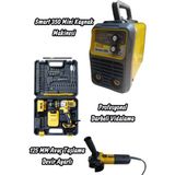 GVN PROTOOLS Profesyonel 3 Lü Makine Seti - Rove SMART-350 Amper Mini Kaynak, Akülü Vidalama Matkap Takımı ve Devir Ayarlı Taşlama 780 W