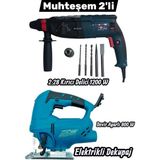GVN PROTOOLS Profesyonel Muhteşem 2'li Set - 1200W Kırıcı Delici Hilti Matkap ve 800W Devir Ayarlı Elektrikli Dekupaj Testere Takımı