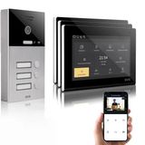 Gvs - Ip Görüntülü Kapı İnterkom Sistemi 3 Aile Evi, Kapı Açıcı, Hd Kamera, 3X 7 İnç Monitör Ve Uygulama - Kamera Ve İnterkomlu Akıllı Görüntülü Kapı Zili (Avs1091a)