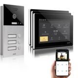 Gvs - Ip Görüntülü Kapı İnterkom Sistemi 3 Aile Evi, Kapı Açıcı, Hd Kamera, 3X 7 İnç Monitör Ve Uygulama - Kamera Ve İnterkomlu Akıllı Görüntülü Kapı Zili (Avs1091u)