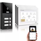 Gvs - Ip Görüntülü Kapı İnterkom Sistemi 3 Aile Evi, Kapı Açıcı, Hd Kamera, 3X 7 İnç Monitör Ve Uygulama - Kamera Ve İnterkomlu Akıllı Görüntülü Kapı Zili (Avs1368a)