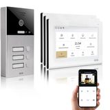 Gvs - Ip Görüntülü Kapı İnterkom Sistemi 3 Aile Evi, Kapı Açıcı, Hd Kamera, 3X 7 İnç Monitör Ve Uygulama - Kamera Ve İnterkomlu Akıllı Görüntülü Kapı Zili (Avs1372a)