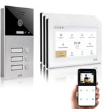 Gvs - Ip Görüntülü Kapı İnterkom Sistemi 3 Aile Evi, Kapı Açıcı, Hd Kamera, 3X 7 İnç Monitör Ve Uygulama - Kamera Ve İnterkomlu Akıllı Görüntülü Kapı Zili (Avs1374u)