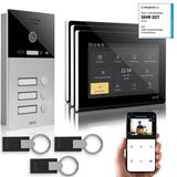 Gvs - Ip Görüntülü Kapı İnterkom Sistemi 3 Aile Evi, Kapı Açıcı (Rfıd), Hd Kamera, 3X 7 İnç Monitör Ve Uygulama - Kamera Ve İnterkomlu Akıllı Görüntülü Kapı Zili (Avs4091u)