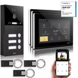 Gvs - Ip Görüntülü Kapı İnterkom Sistemi 3 Aile Evi, Kapı Açıcı (Rfıd), Hd Kamera, 3X 7 İnç Monitör Ve Uygulama - Kamera Ve İnterkomlu Akıllı Görüntülü Kapı Zili (Avs4291a)