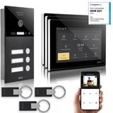 Gvs - Ip Görüntülü Kapı İnterkom Sistemi 3 Aile Evi, Kapı Açıcı (Rfıd), Hd Kamera, 3X 7 İnç Monitör Ve Uygulama - Kamera Ve İnterkomlu Akıllı Görüntülü Kapı Zili (Avs4291u)