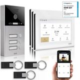 Gvs - Ip Görüntülü Kapı İnterkom Sistemi 3 Aile Evi, Kapı Açıcı (Rfıd), Hd Kamera, 3X 7 İnç Monitör Ve Uygulama - Kamera Ve İnterkomlu Akıllı Görüntülü Kapı Zili (Avs4460a)
