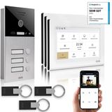 Gvs - Ip Görüntülü Kapı İnterkom Sistemi 3 Aile Evi, Kapı Açıcı (Rfıd), Hd Kamera, 3X 7 İnç Monitör Ve Uygulama - Kamera Ve İnterkomlu Akıllı Görüntülü Kapı Zili (Avs4460u)