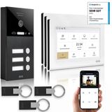 Gvs - Ip Görüntülü Kapı İnterkom Sistemi 3 Aile Evi, Kapı Açıcı (Rfıd), Hd Kamera, 3X 7 İnç Monitör Ve Uygulama - Kamera Ve İnterkomlu Akıllı Görüntülü Kapı Zili (Avs4469a)