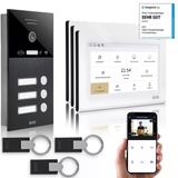 Gvs - Ip Görüntülü Kapı İnterkom Sistemi 3 Aile Evi, Kapı Açıcı (Rfıd), Hd Kamera, 3X 7 İnç Monitör Ve Uygulama - Kamera Ve İnterkomlu Akıllı Görüntülü Kapı Zili (Avs4469u)