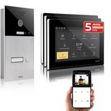 Gvs - Kapı Açıcı, Hd Kamera, 3X 7 İnç Monitör Ve Uygulamalı Ip Görüntülü Kapı İnterkom Sistemi - 1 Aile Evi İçin Kameralı Ve İnterkomlu Akıllı Görüntülü Kapı Zili (Avs1086u)