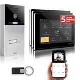 Gvs - Kapı Açıcı, Rfıd Erişimi, Hd Kamera, 3X 7 İnç Monitör Ve Uygulamalı Ip Görüntülü Kapı İnterkom Sistemi - 1 Aile Evi İçin Kameralı Ve İnterkomlu Akıllı Görüntülü Kapı Zili (Avs4086a)