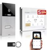 Gvs - Kapı Açıcılı Ip Görüntülü Kapı İnterkom Sistemi, Rfıd Erişimi, Hd Kamera, 2X 7 İnç Monitör Ve Uygulama - 1 Aile Evi İçin Kameralı Ve İnterkomlu Akıllı Görüntülü Kapı Zili (Avs4454u)