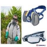 GVS SPR581 ABE1P3 Tarım ilaçlama İçin Yarım Yüz Gaz Maskesi (Filtre İle Beraber) + Goggle Gözlük Tam Set