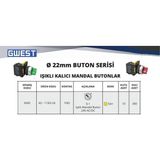 Gwest A5-11XD-24 1NO Led Işıklı Kalıcı Mandal Buton
