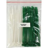 GWEST Plastik Kablo Bağı - Beyaz+Yeşil - 2,5mm x 100MM - Cırt Kelepçe (100 Adet)