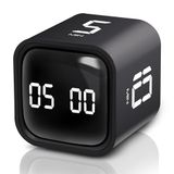 GWORKE GT-1 Pomodoro Zamanlayıcı Küp, Flip Timer, Öğrenci Ders Çalışma Saati, 5/10/30/60 dk & Özel Geri Sayım, USB Şarjlı, Sessiz/Titreşimli Alarm, Mutfak Kronometresi - Siyah