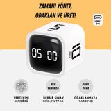 GWORKE GT-1 Pomodoro Zamanlayıcı Küp | Flip Timer | Öğrenci Ders Çalışma Saati, Geri Sayım, Mutfak Kronometresi - Beyaz