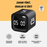 GWORKE GT-1 Pomodoro Zamanlayıcı Küp | Flip Timer | Öğrenci Ders Çalışma Saati, Geri Sayım, Mutfak Kronometresi - Siyah