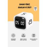 GWORKE GT-1 Pomodoro Zamanlayıcı Küp | Flip Timer | Öğrenci Ders Çalışma Saati, Mutfak Kronometresi - Beyaz