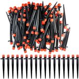 GXXMEI 1/4 "Damla Sulama Borusu için 60 ADET Damla Vericiler, Ayarlanabilir 360 Derece Sulama Damlatıcıları 5" Ok Kazık, Bahçe Su Akışı Sprey Kafaları Parçaları (4-7mm) Sulama Sistemi