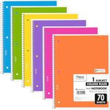 Gy Atelier Mead Spiral Defterler, 6'li Paket, 1-Konu, Kolej Çizgili Kağıt, 8 "x 10-1/2", 70 Yaprak, Çeşitli Parlak Renkler (830050-ECM)