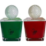 Gya Candle Art Poesia ve Verseal Kristal Kesme Cam Kapaklı 2’li Kokulu Mum Seti - Kırmızı - Yeşil - Standart