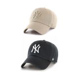 Gyes Spor Ny Şapka Unisex 2'li Takım Arkası Cırtlı Ayarlanabilir Acik Bej Siyah Açık Bej