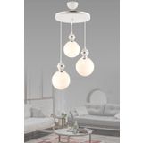 GYK LİGHT Berru 3lü Tepsi Beyaza Krom Lüks Glop Camlı Modern Avize