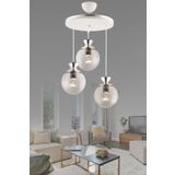 GYK LİGHT Dilara Lü Tepsi Beyaza Krom Glop Camlı Lüks Modern Avize 3
